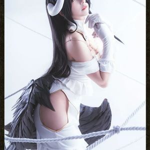 Overlord Albedo Cosplay Costumes White Dress Women Girl Uniform Full Set Outfits